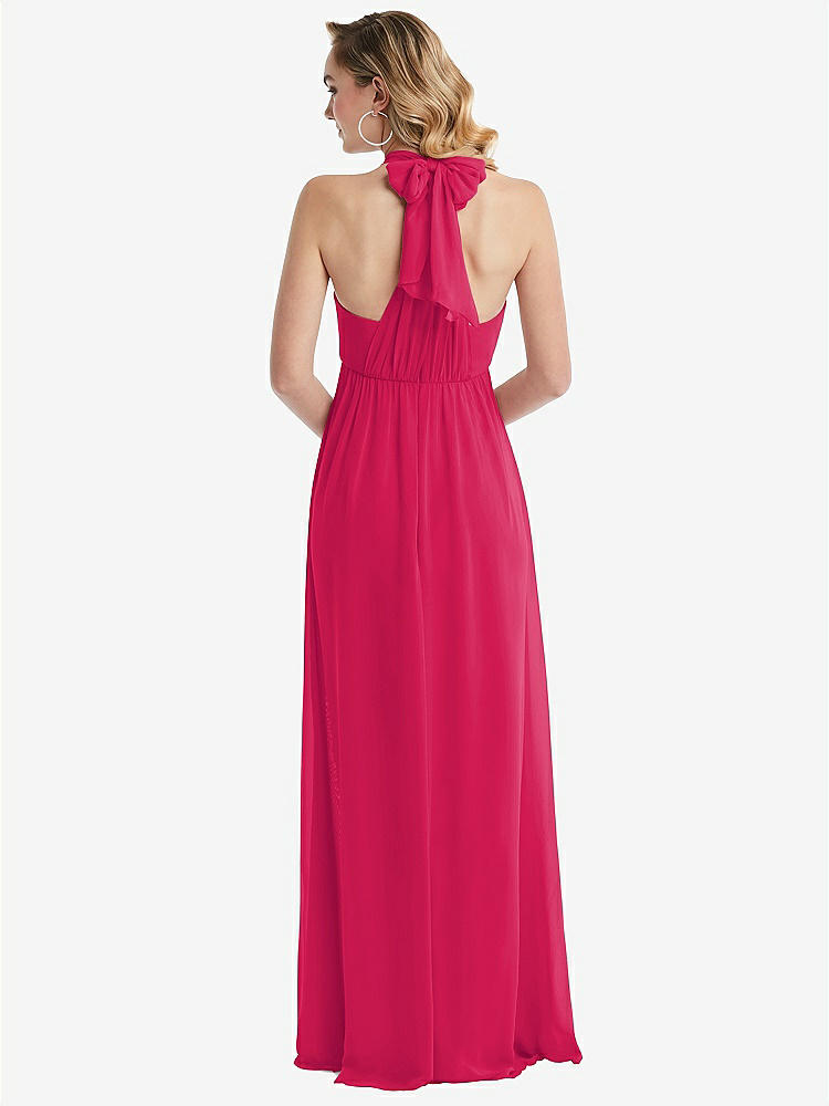 【NEW】【STYLE: TH095】エンパイア ウエスト シャイレッド スカート コンバーチブル サッシ ネクタイ マキシ ドレス【COLOR: Vivid Pink】【SIZE: 00-30W】