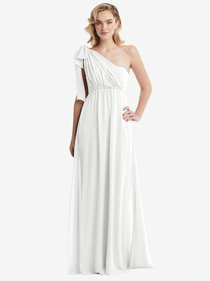 【STYLE: TH095】Empire Waist Shirred Skirt Convertible Sash Tie Maxi Dress【COLOR: White】