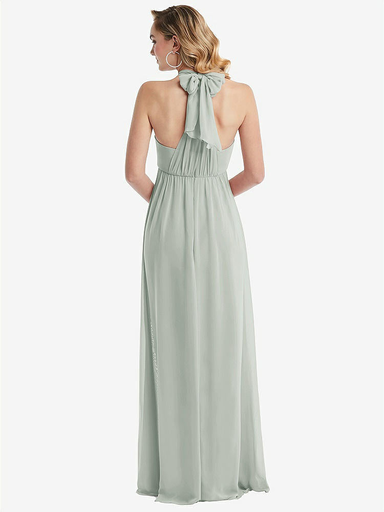 【STYLE: TH095】Empire Waist Shirred Skirt Convertible Sash Tie Maxi Dress【COLOR: Willow Green】