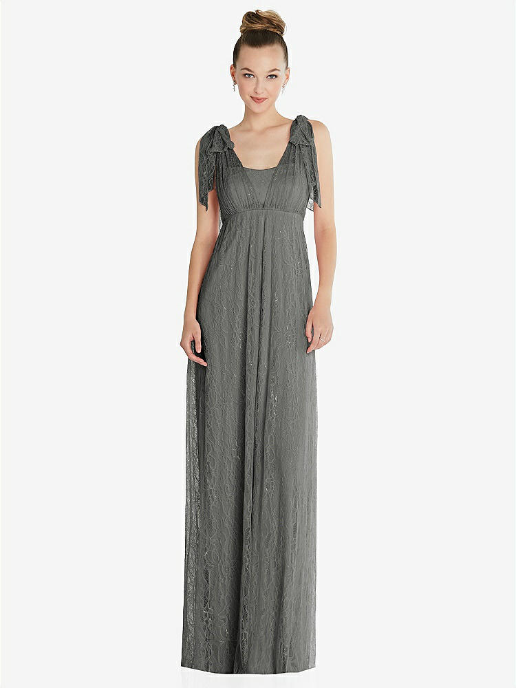 【STYLE: TH096】Empire Waist Convertible Sash Tie Lace Maxi Dress【COLOR: Charcoal Gray】