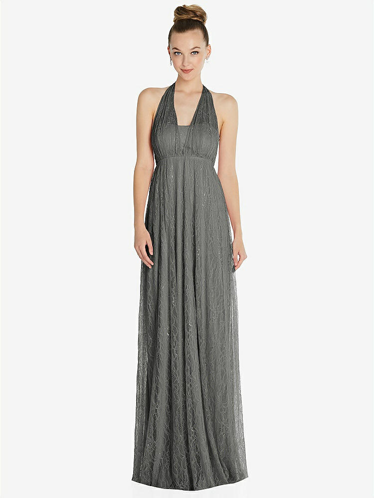 【STYLE: TH096】Empire Waist Convertible Sash Tie Lace Maxi Dress【COLOR: Charcoal Gray】