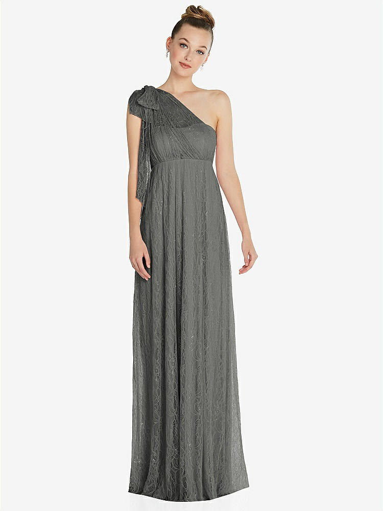 【STYLE: TH096】Empire Waist Convertible Sash Tie Lace Maxi Dress【COLOR: Charcoal Gray】