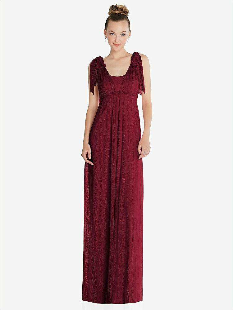 【STYLE: TH096】Empire Waist Convertible Sash Tie Lace Maxi Dress【COLOR: Burgundy】