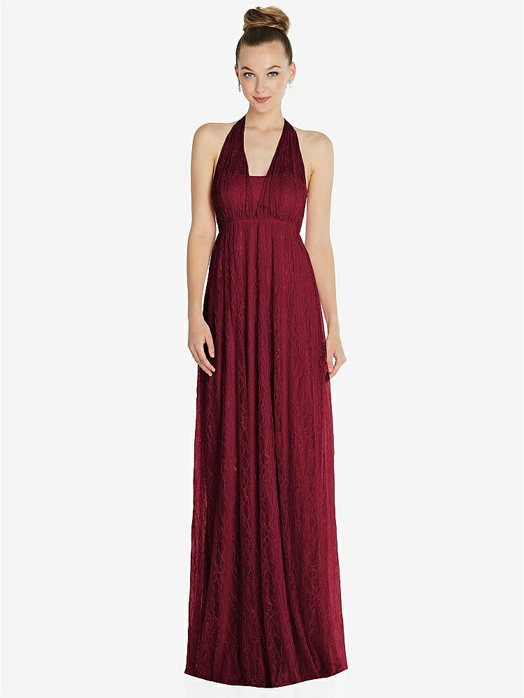 【STYLE: TH096】Empire Waist Convertible Sash Tie Lace Maxi Dress【COLOR: Burgundy】