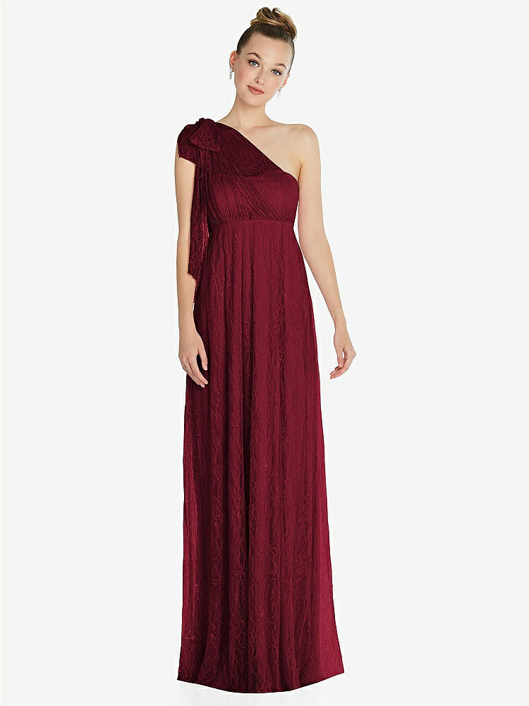 【STYLE: TH096】Empire Waist Convertible Sash Tie Lace Maxi Dress【COLOR: Burgundy】