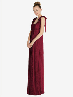 【STYLE: TH096】Empire Waist Convertible Sash Tie Lace Maxi Dress【COLOR: Burgundy】