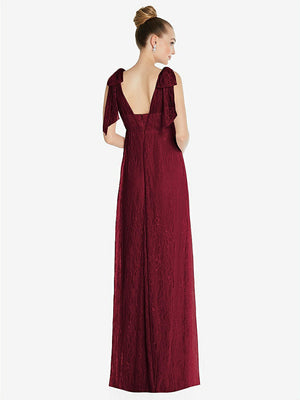【STYLE: TH096】Empire Waist Convertible Sash Tie Lace Maxi Dress【COLOR: Burgundy】