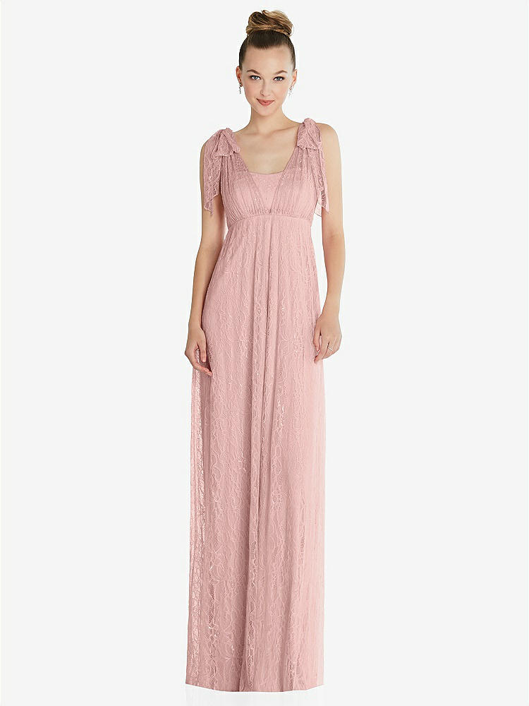 【STYLE: TH096】Empire Waist Convertible Sash Tie Lace Maxi Dress【COLOR: Rose - PANTONE Rose Quartz】