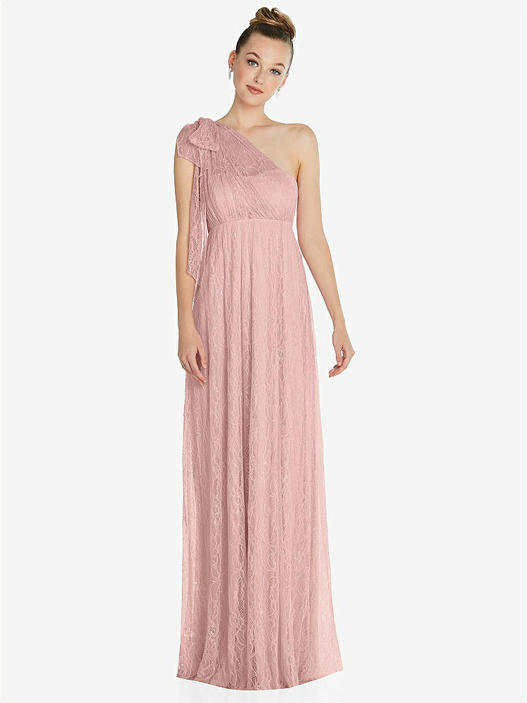 【STYLE: TH096】Empire Waist Convertible Sash Tie Lace Maxi Dress【COLOR: Rose - PANTONE Rose Quartz】
