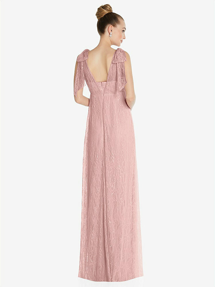 【STYLE: TH096】Empire Waist Convertible Sash Tie Lace Maxi Dress【COLOR: Rose - PANTONE Rose Quartz】