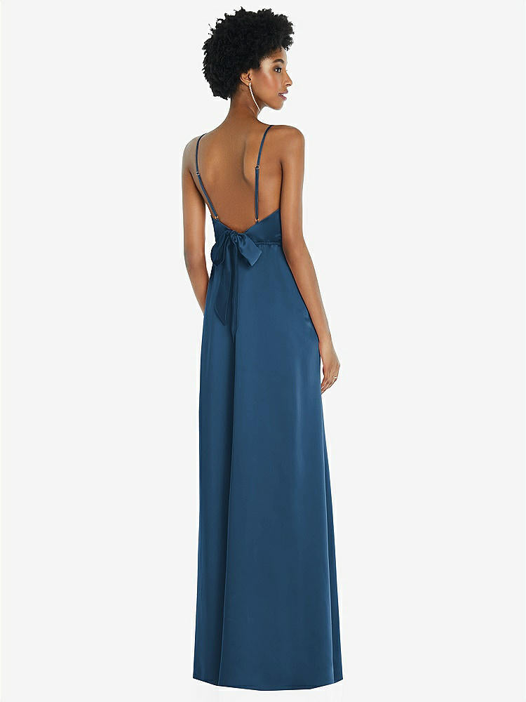 【NEW】【STYLE: 8218】ハイネック 低 ネクタイバック マキシ ドレス 調整可能 ストラップ【COLOR: Dusk Blue】【SIZE: 00-30W】