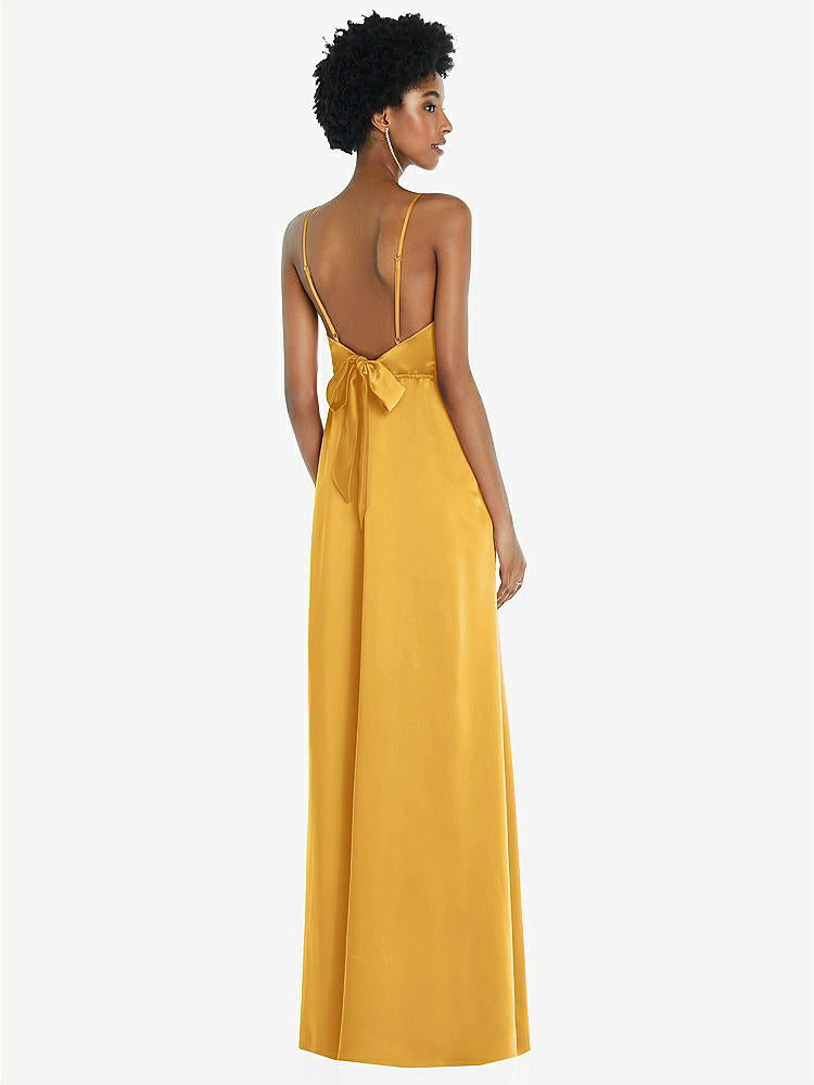 【NEW】【STYLE: 8218】ハイネック 低 ネクタイバック マキシ ドレス 調整可能 ストラップ【COLOR: NYC Yellow】【SIZE: 00-30W】