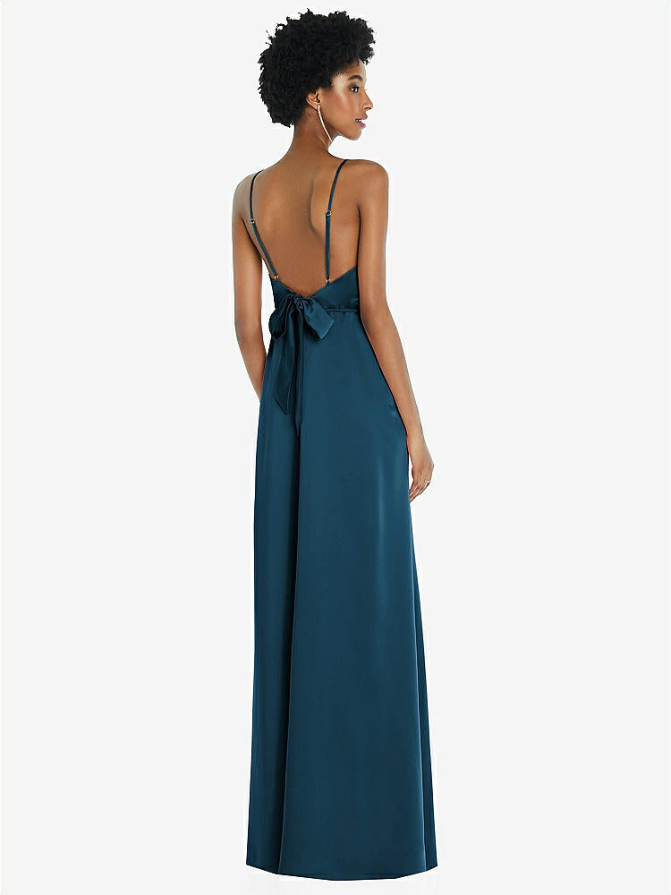【NEW】【STYLE: 8218】ハイネック 低 ネクタイバック マキシ ドレス 調整可能 ストラップ【COLOR: Atlantic Blue】【SIZE: 00-30W】