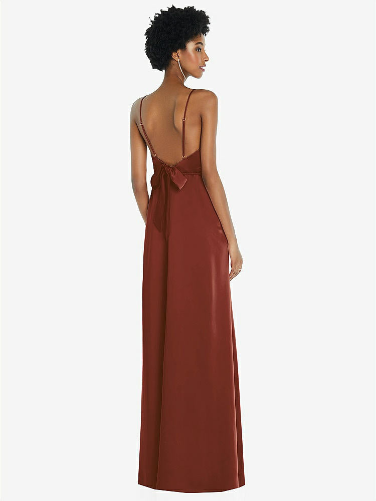 【STYLE: 8218】High-Neck Low Tie-Back Maxi Dress with Adjustable Straps【COLOR: Auburn Moon】