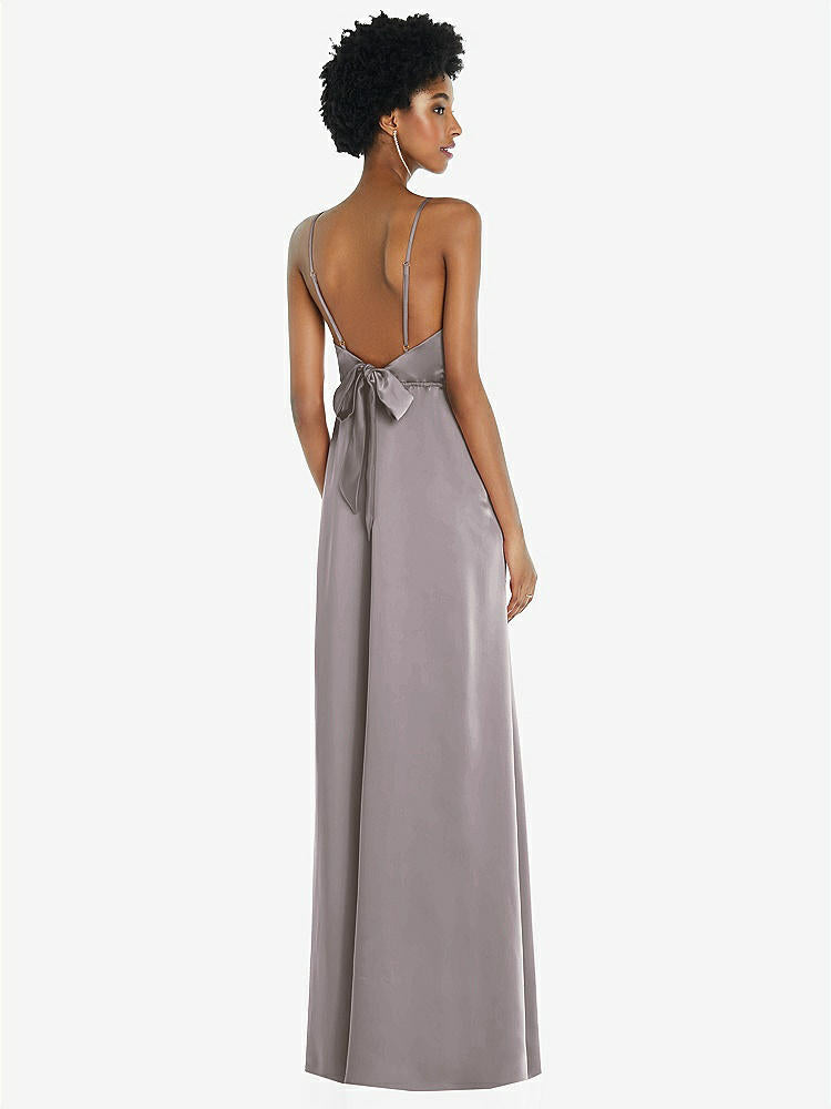 【NEW】【STYLE: 8218】ハイネック 低 ネクタイバック マキシ ドレス 調整可能 ストラップ【COLOR: Cashmere Gray】【SIZE: 00-30W】