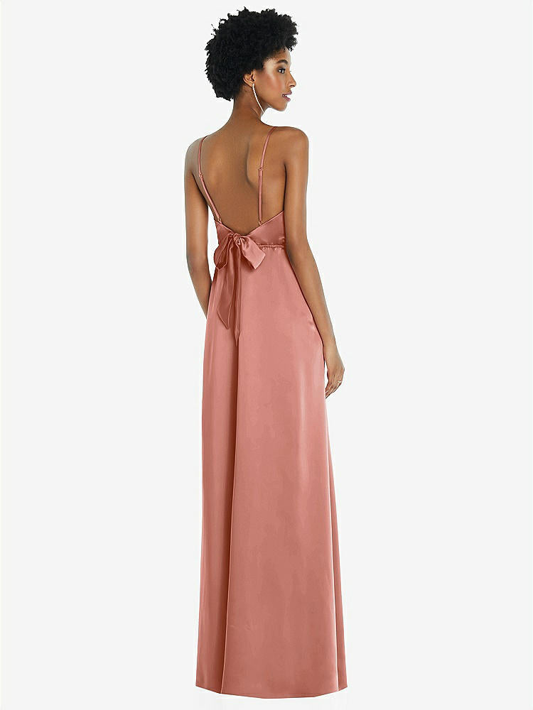 【NEW】【STYLE: 8218】ハイネック 低 ネクタイバック マキシ ドレス 調整可能 ストラップ【COLOR: Desert Rose】【SIZE: 00-30W】