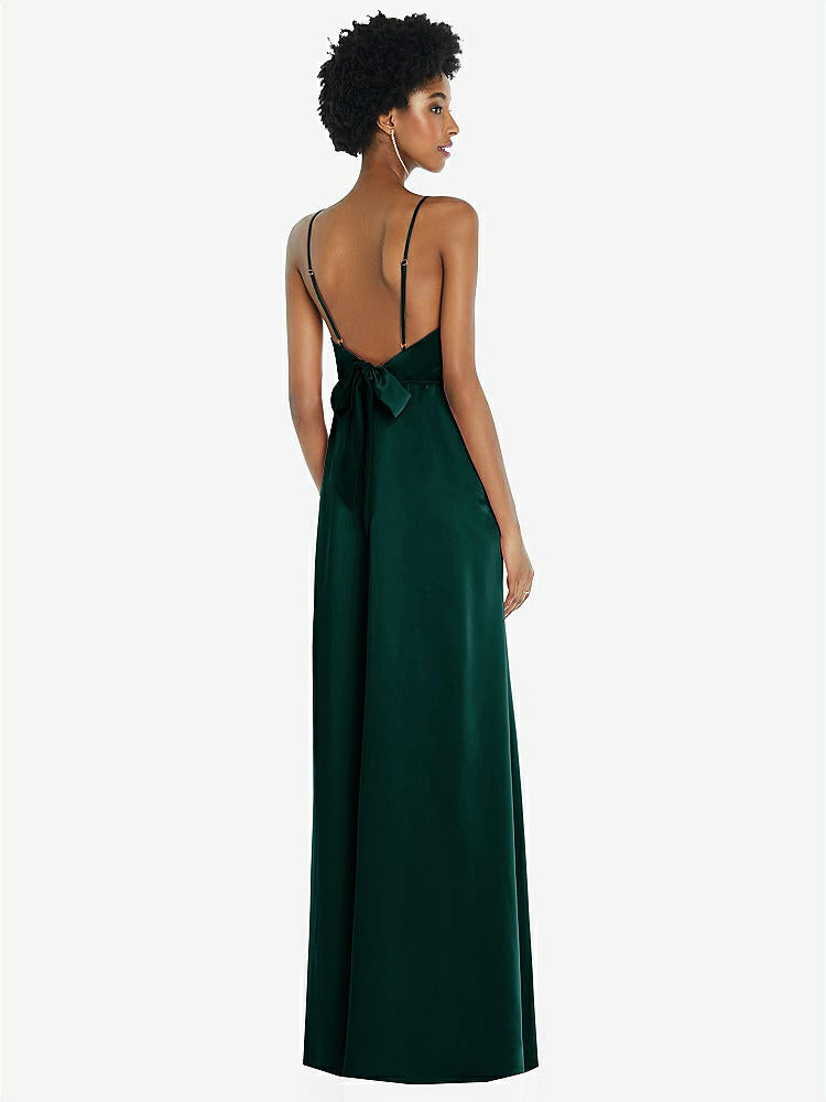 【STYLE: 8218】High-Neck Low Tie-Back Maxi Dress with Adjustable Straps【COLOR: Evergreen】