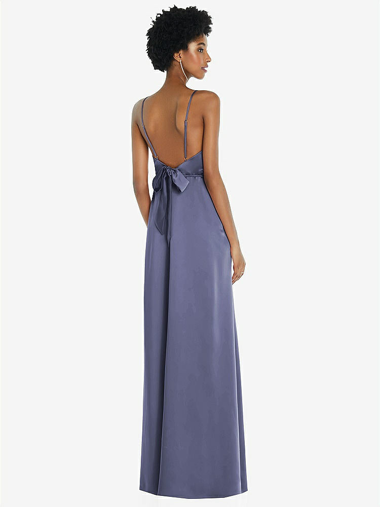 【NEW】【STYLE: 8218】ハイネック 低 ネクタイバック マキシ ドレス 調整可能 ストラップ【COLOR: French Blue】【SIZE: 00-30W】