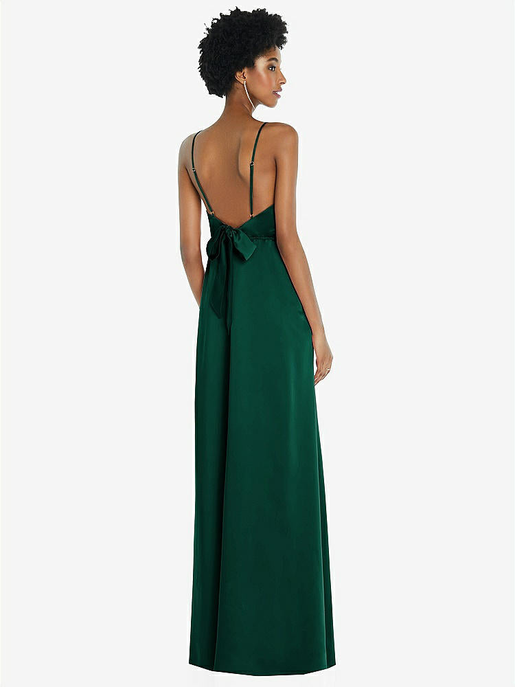 【STYLE: 8218】High-Neck Low Tie-Back Maxi Dress with Adjustable Straps【COLOR: Hunter Green】