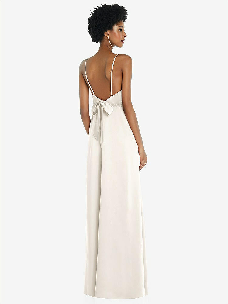 【STYLE: 8218】High-Neck Low Tie-Back Maxi Dress with Adjustable Straps【COLOR: Ivory】