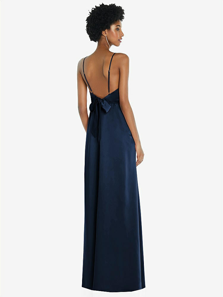 【NEW】【STYLE: 8218】ハイネック 低 ネクタイバック マキシ ドレス 調整可能 ストラップ【COLOR: Midnight Navy】【SIZE: 00-30W】