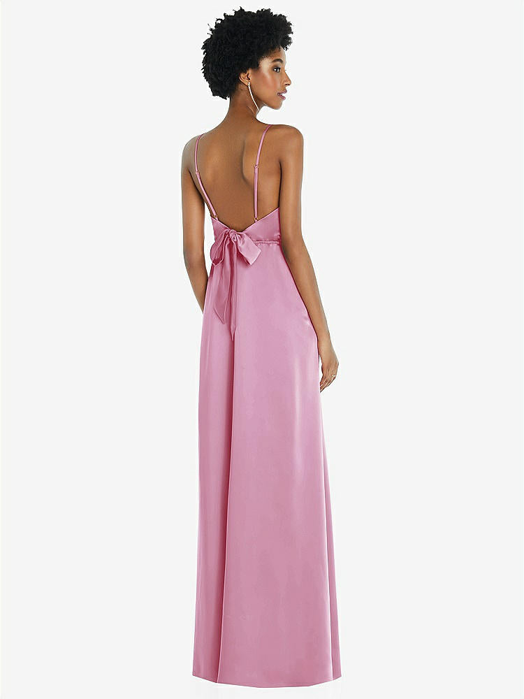 【NEW】【STYLE: 8218】ハイネック 低 ネクタイバック マキシ ドレス 調整可能 ストラップ【COLOR: Powder Pink】【SIZE: 00-30W】