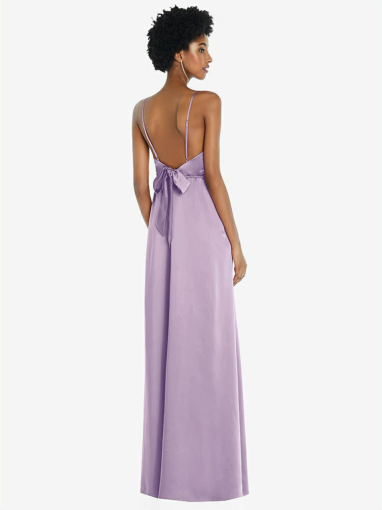 【NEW】【STYLE: 8218】ハイネック 低 ネクタイバック マキシ ドレス 調整可能 ストラップ【COLOR: Pale Purple】【SIZE: 00-30W】