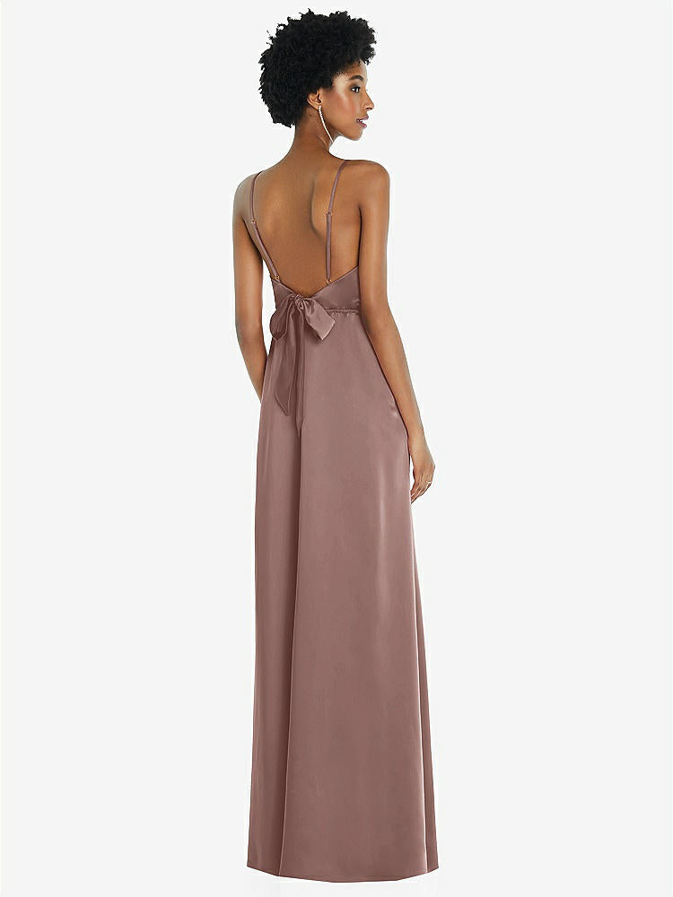 【STYLE: 8218】High-Neck Low Tie-Back Maxi Dress with Adjustable Straps【COLOR: Sienna】
