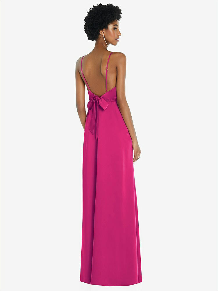 【NEW】【STYLE: 8218】ハイネック 低 ネクタイバック マキシ ドレス 調整可能 ストラップ【COLOR: Think Pink】【SIZE: 00-30W】