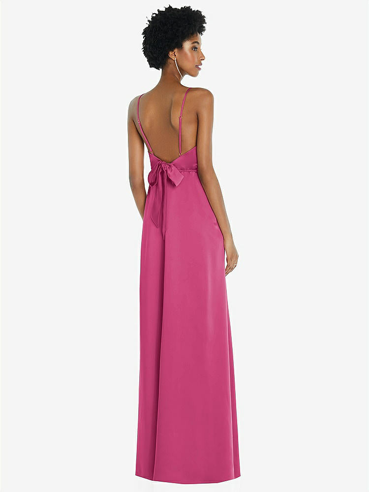 【NEW】【STYLE: 8218】ハイネック 低 ネクタイバック マキシ ドレス 調整可能 ストラップ【COLOR: Tea Rose】【SIZE: 00-30W】