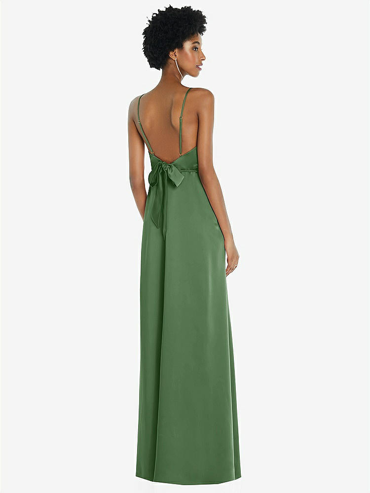 【STYLE: 8218】High-Neck Low Tie-Back Maxi Dress with Adjustable Straps【COLOR: Vineyard Green】
