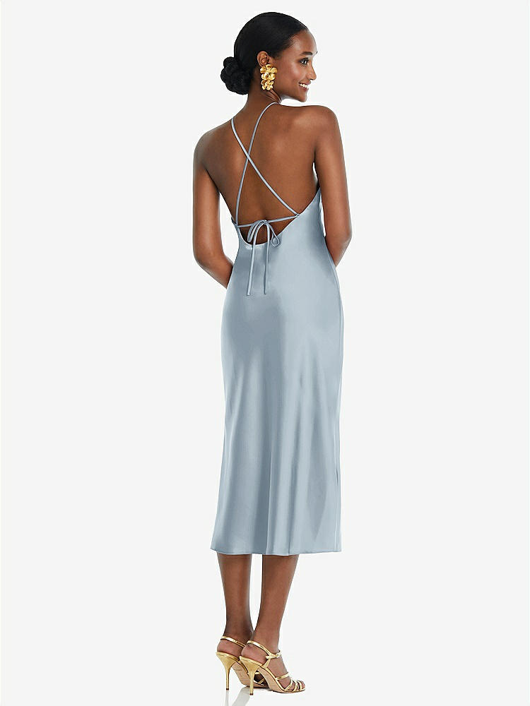 【STYLE: LB040】Diamond Halter Bias Midi Slip Dress with Convertible Straps【COLOR: Mist】