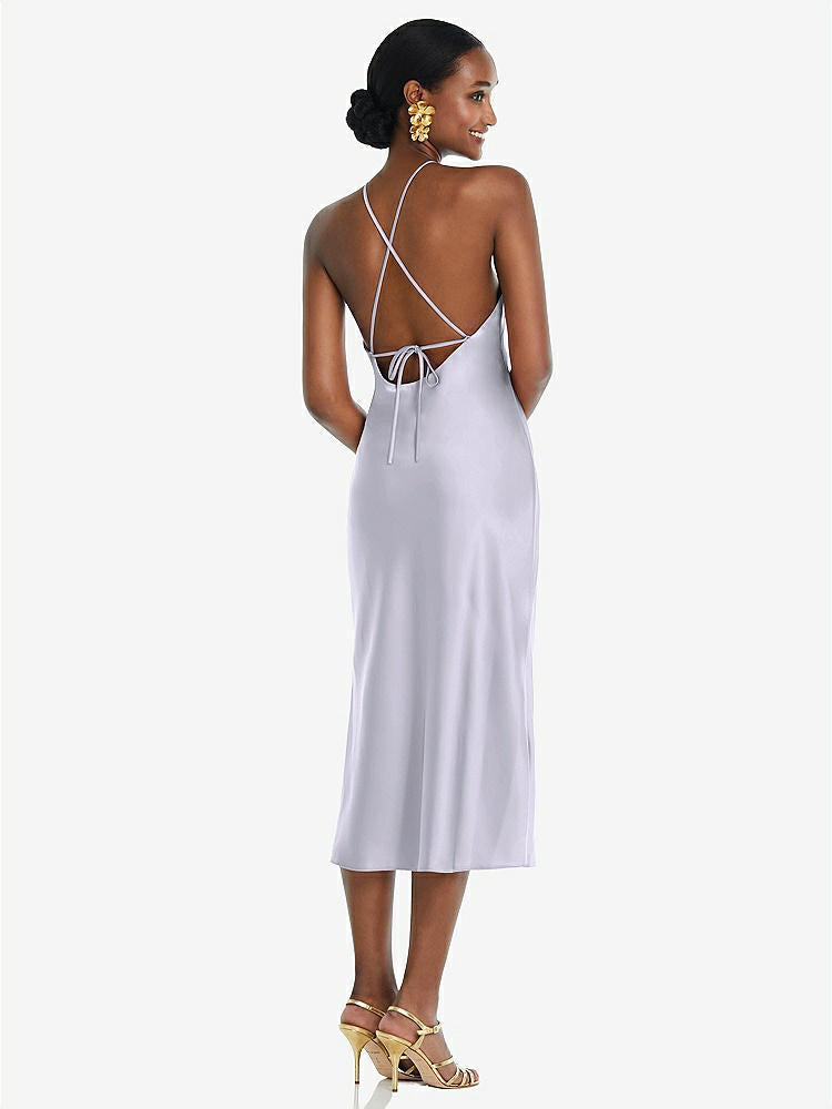 【STYLE: LB040】Diamond Halter Bias Midi Slip Dress with Convertible Straps【COLOR: Silver Dove】