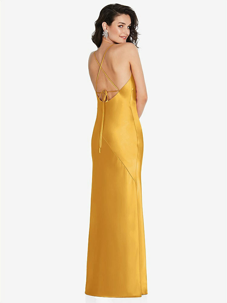 【NEW】【STYLE: 6854】Vネック コンバーチブル ストラップ バイアス スリップ ドレス 前面 スリット【COLOR: NYC Yellow】【SIZE: 00-30W】