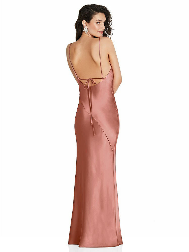【NEW】【STYLE: 6854】Vネック コンバーチブル ストラップ バイアス スリップ ドレス 前面 スリット【COLOR: Desert Rose】【SIZE: 00-30W】