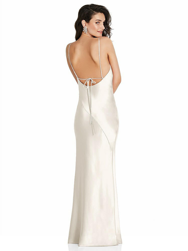 【STYLE: 6854】V-Neck Convertible Strap Bias Slip Dress with Front Slit【COLOR: Ivory】