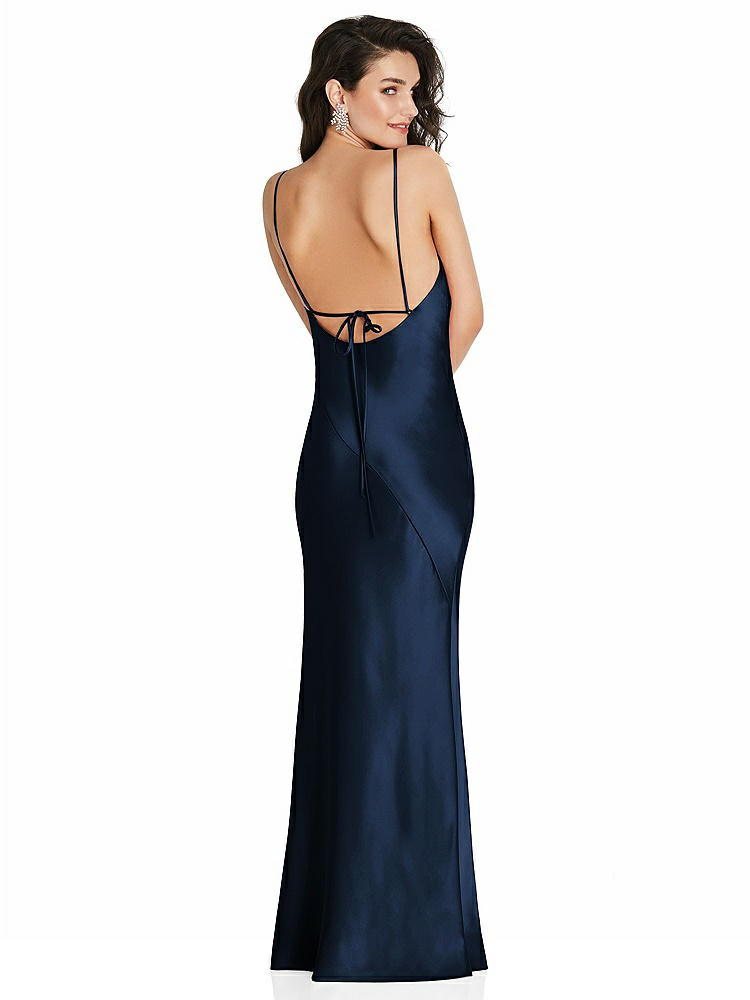 【NEW】【STYLE: 6854】Vネック コンバーチブル ストラップ バイアス スリップ ドレス 前面 スリット【COLOR: Midnight Navy】【SIZE: 00-30W】