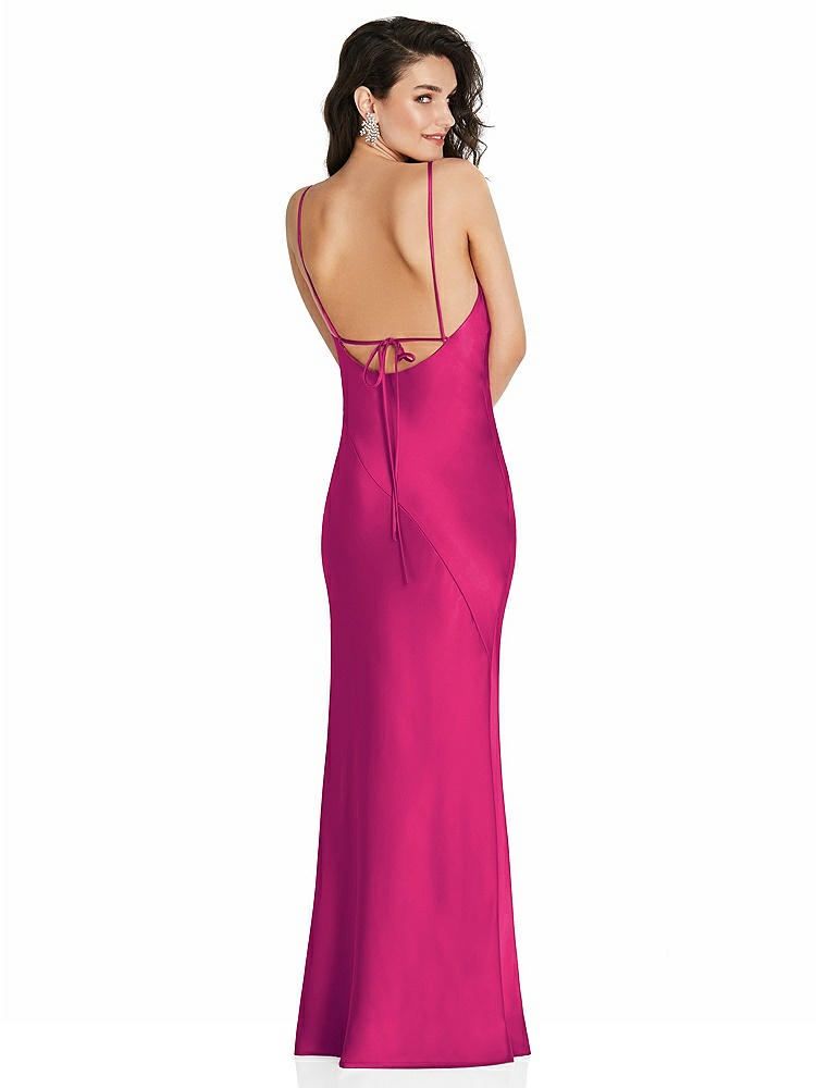 【NEW】【STYLE: 6854】Vネック コンバーチブル ストラップ バイアス スリップ ドレス 前面 スリット【COLOR: Think Pink】【SIZE: 00-30W】