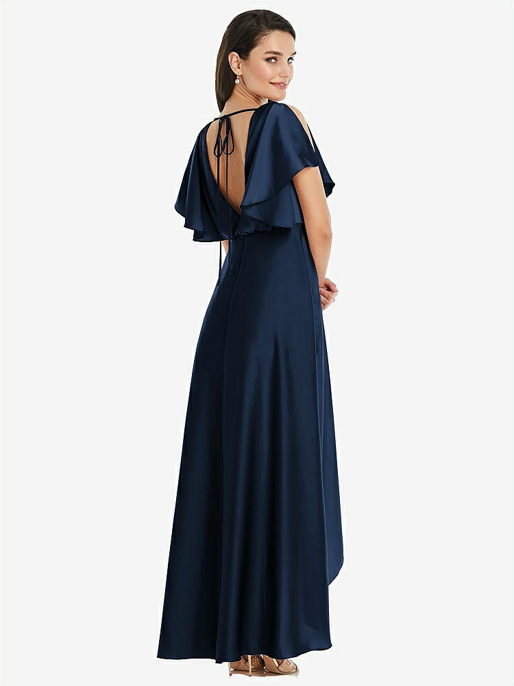 【NEW】【STYLE: 3112】Blouson Bodice Deep V-Back High Low ドレス 羽ばたき 袖【COLOR: Midnight Navy】【SIZE: 00-30W】