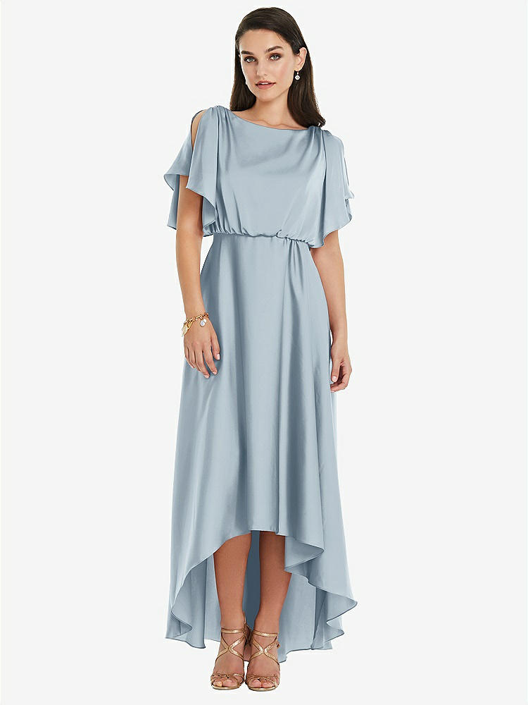 【NEW】【STYLE: 3112】Blouson Bodice Deep V-Back High Low ドレス 羽ばたき 袖【COLOR: Mist】【SIZE: 00-30W】