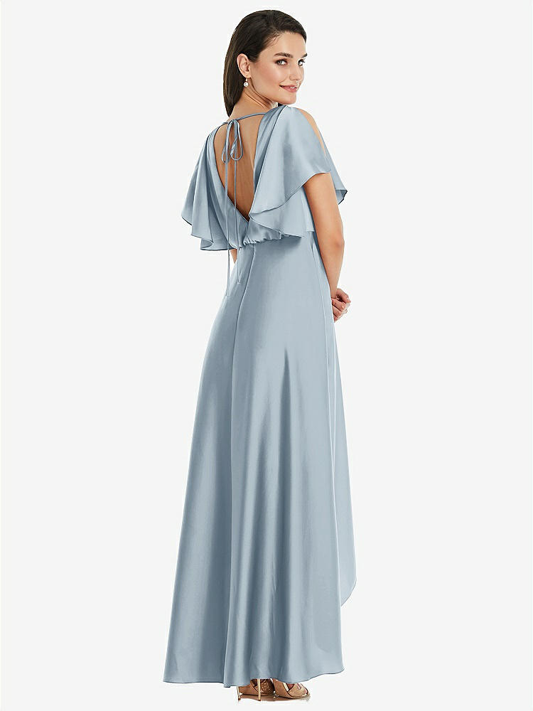 【NEW】【STYLE: 3112】Blouson Bodice Deep V-Back High Low ドレス 羽ばたき 袖【COLOR: Mist】【SIZE: 00-30W】