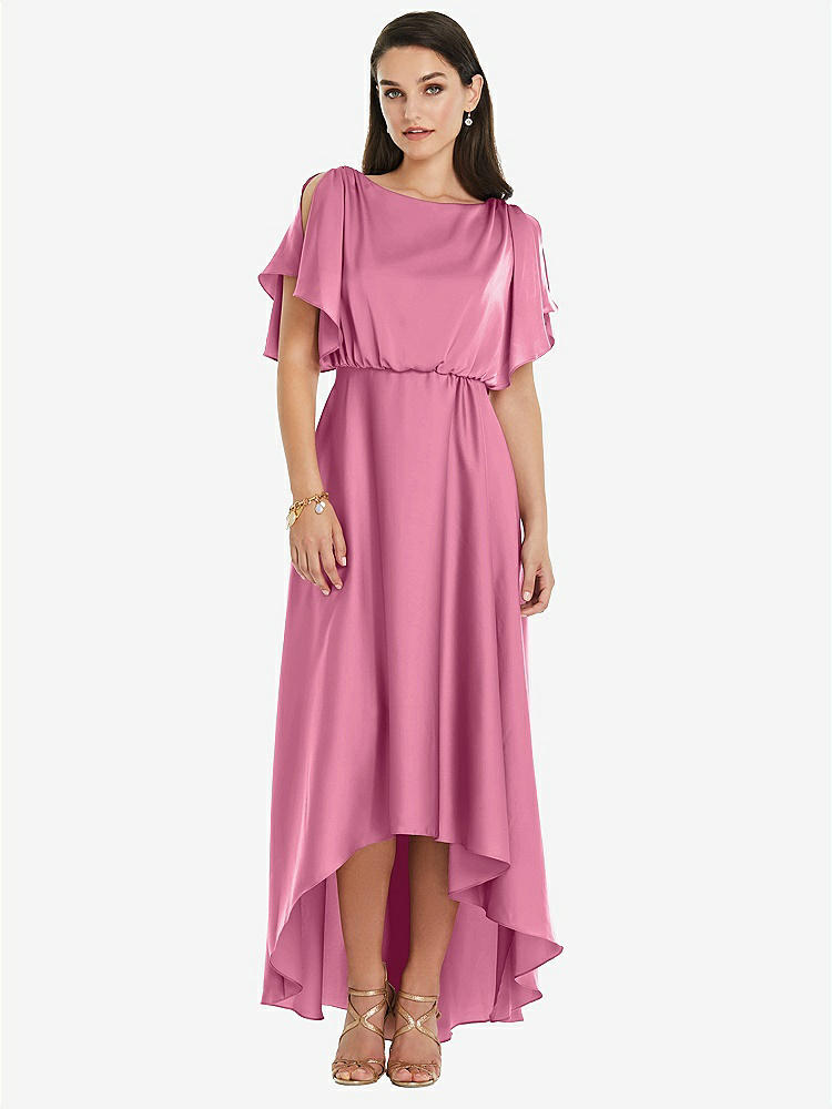 【NEW】【STYLE: 3112】Blouson Bodice Deep V-Back High Low ドレス 羽ばたき 袖【COLOR: Orchid Pink】【SIZE: 00-30W】