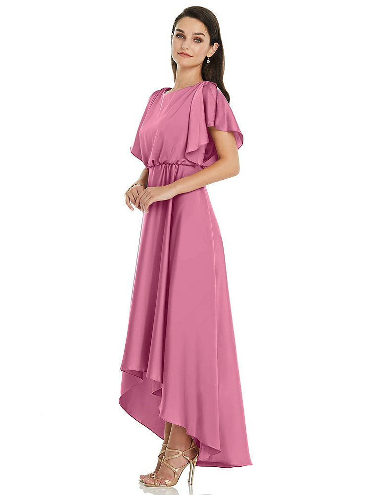 【NEW】【STYLE: 3112】Blouson Bodice Deep V-Back High Low ドレス 羽ばたき 袖【COLOR: Orchid Pink】【SIZE: 00-30W】