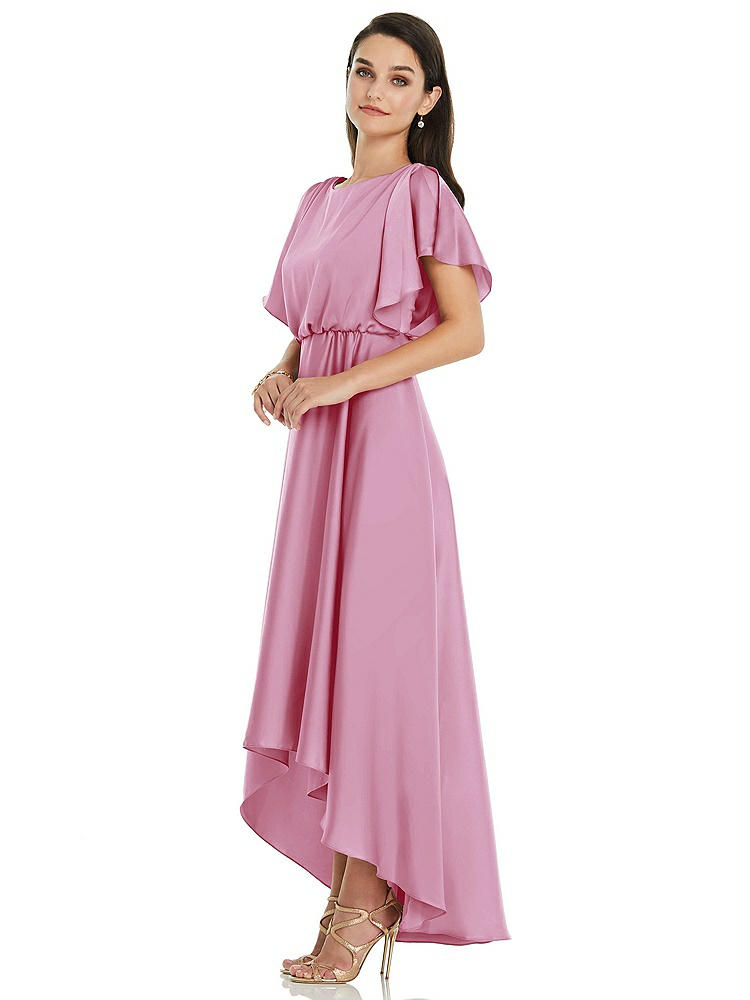 【NEW】【STYLE: 3112】Blouson Bodice Deep V-Back High Low ドレス 羽ばたき 袖【COLOR: Powder Pink】【SIZE: 00-30W】