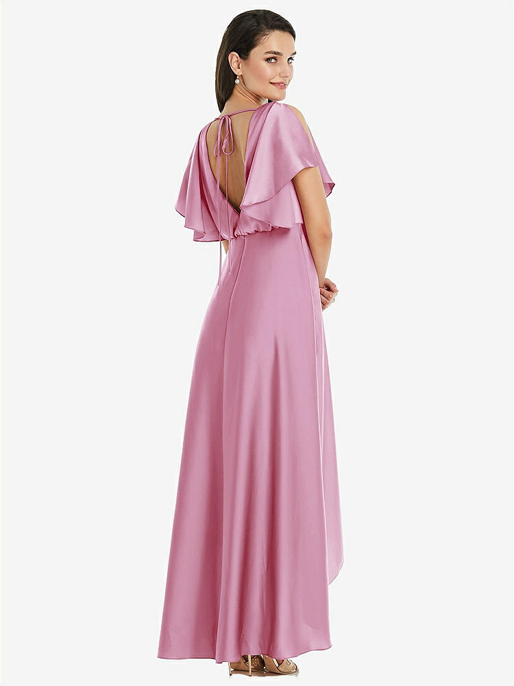 【NEW】【STYLE: 3112】Blouson Bodice Deep V-Back High Low ドレス 羽ばたき 袖【COLOR: Powder Pink】【SIZE: 00-30W】