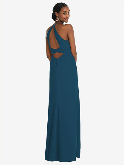 【NEW】【STYLE: 3092】ホルター CRISS Cross Cutout Back Maxi ドレス【COLOR: Atlantic Blue】【SIZE: 00-30W】