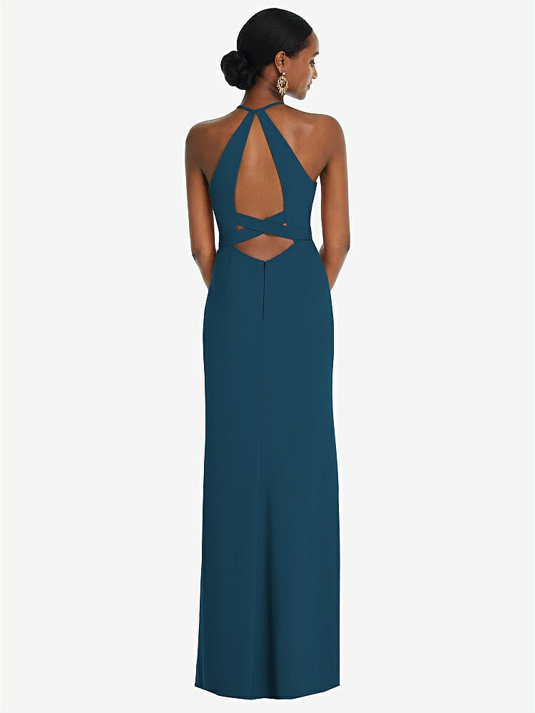 【NEW】【STYLE: 3092】ホルター CRISS Cross Cutout Back Maxi ドレス【COLOR: Atlantic Blue】【SIZE: 00-30W】