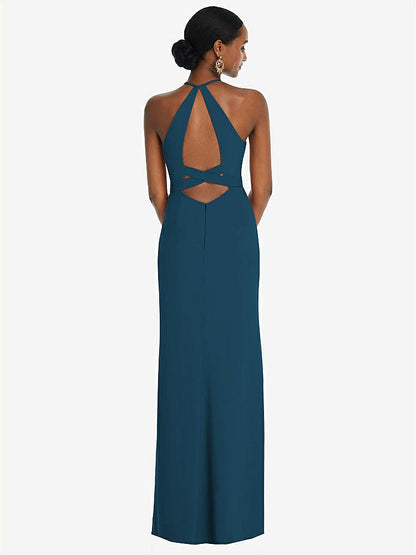 【NEW】【STYLE: 3092】ホルター CRISS Cross Cutout Back Maxi ドレス【COLOR: Atlantic Blue】【SIZE: 00-30W】