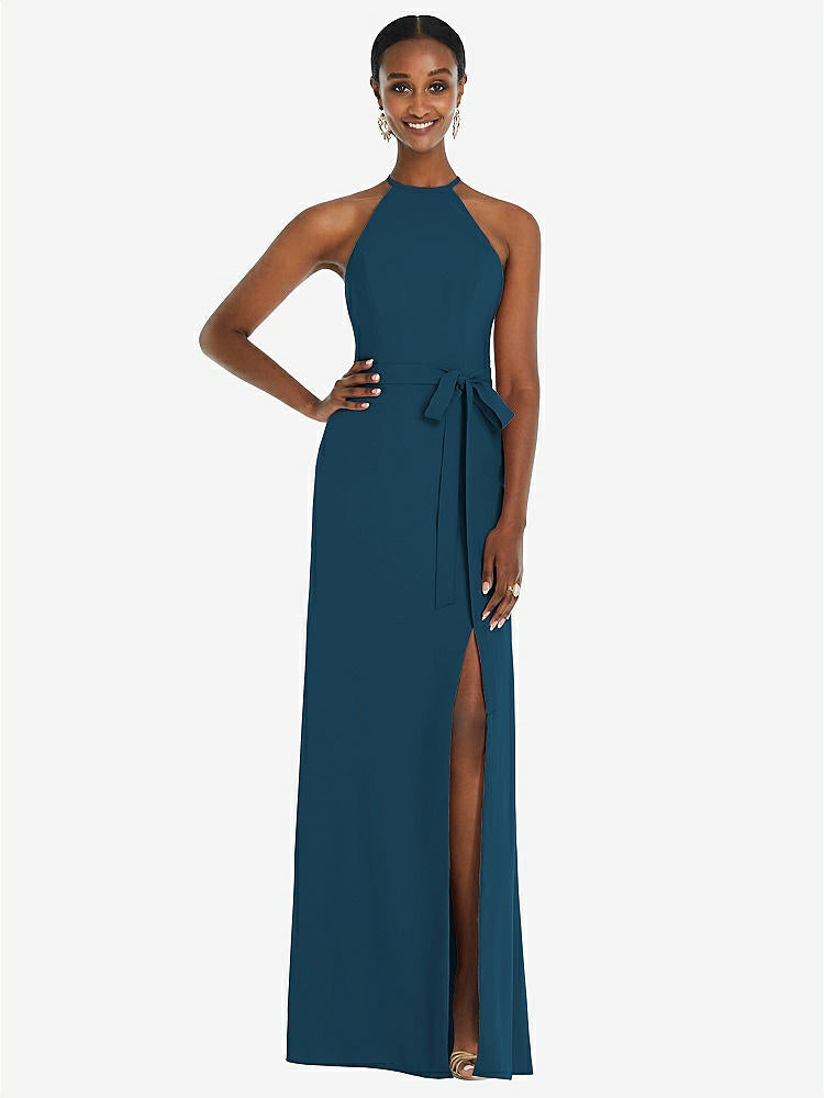【NEW】【STYLE: 3092】ホルター CRISS Cross Cutout Back Maxi ドレス【COLOR: Atlantic Blue】【SIZE: 00-30W】