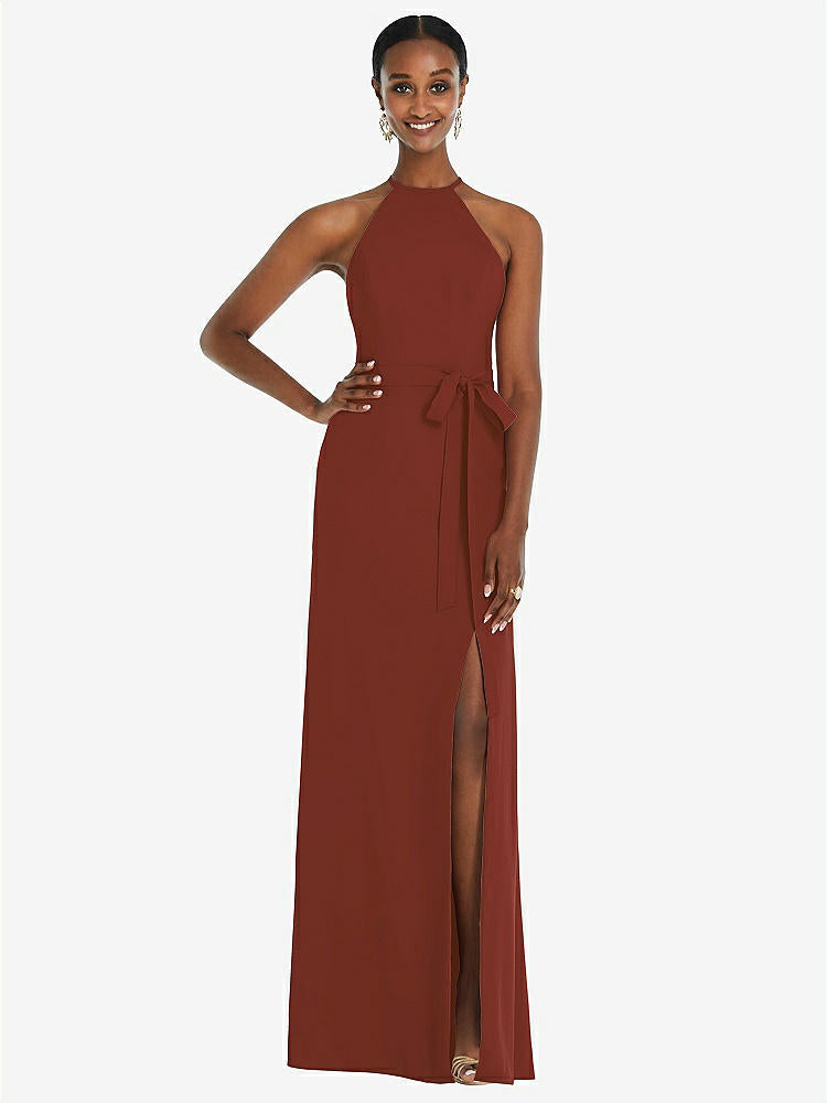 【STYLE: 3092】Halter Criss Cross Cutout Back Maxi Dress【COLOR: Auburn Moon】